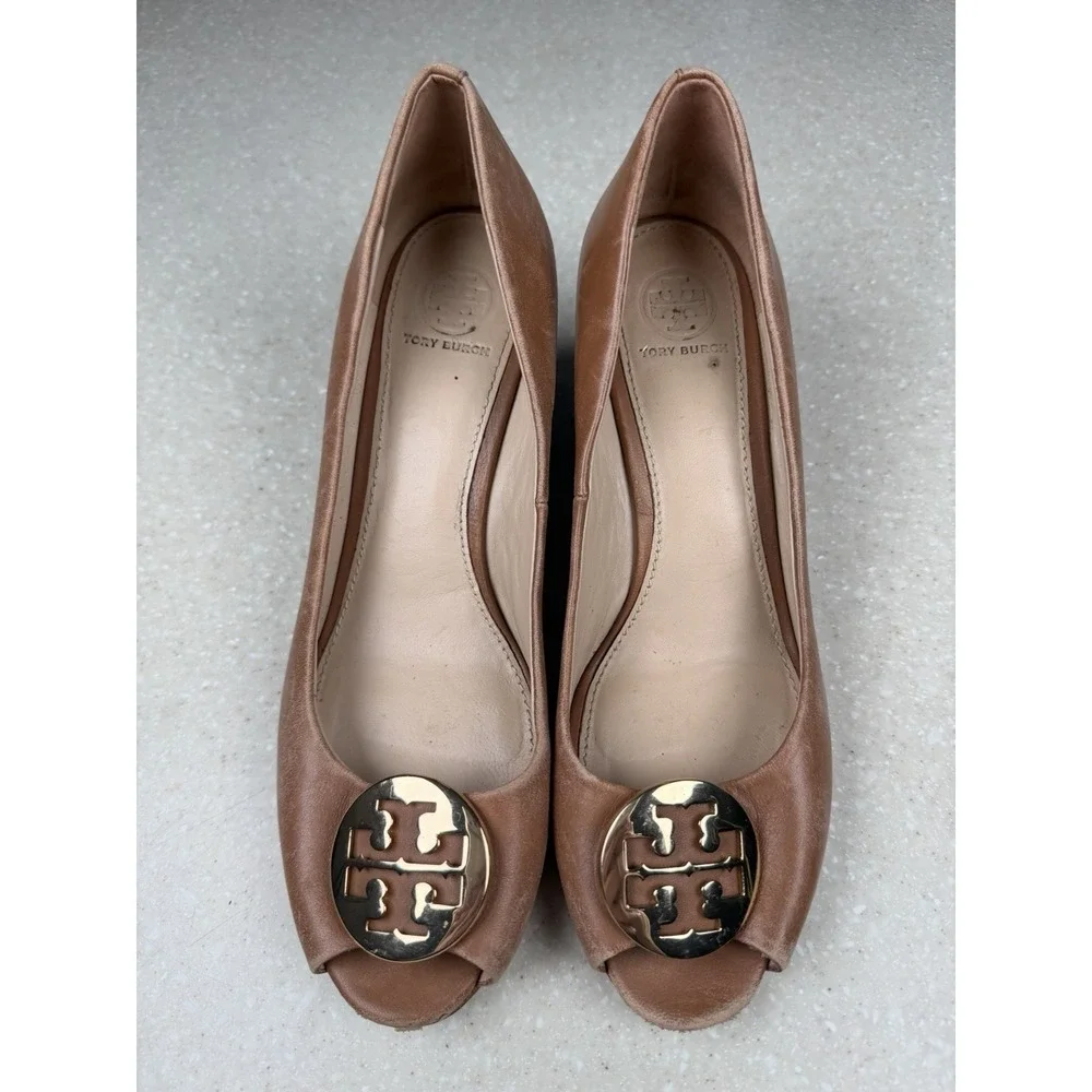 Tory Burch Sally‎ Pebbled Leather Wedge Pumps Mismatched Right 8.5/Left 8